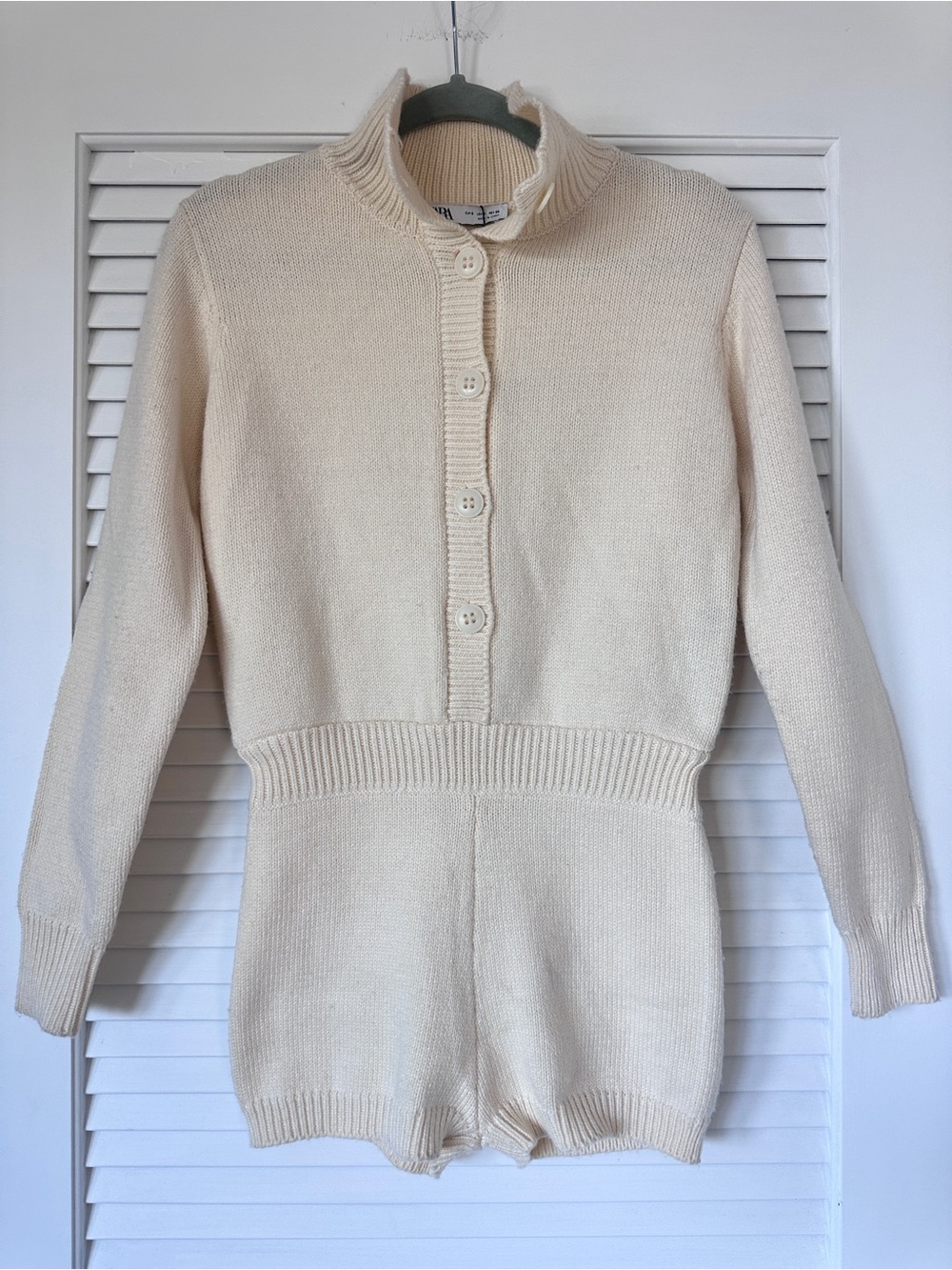 NWT Zara Limited Edition Ivory Knit Romper Wool Blend Size S